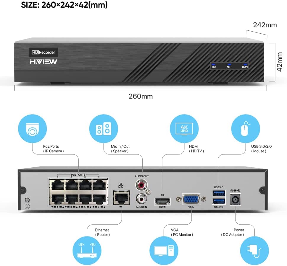 8 Channel 4K POE NVR Recorder Q20850