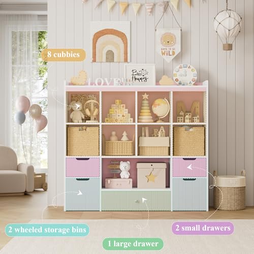 48" W Kids Toy Storage Organizer with Removable Bins and Drawers, Grey A47807