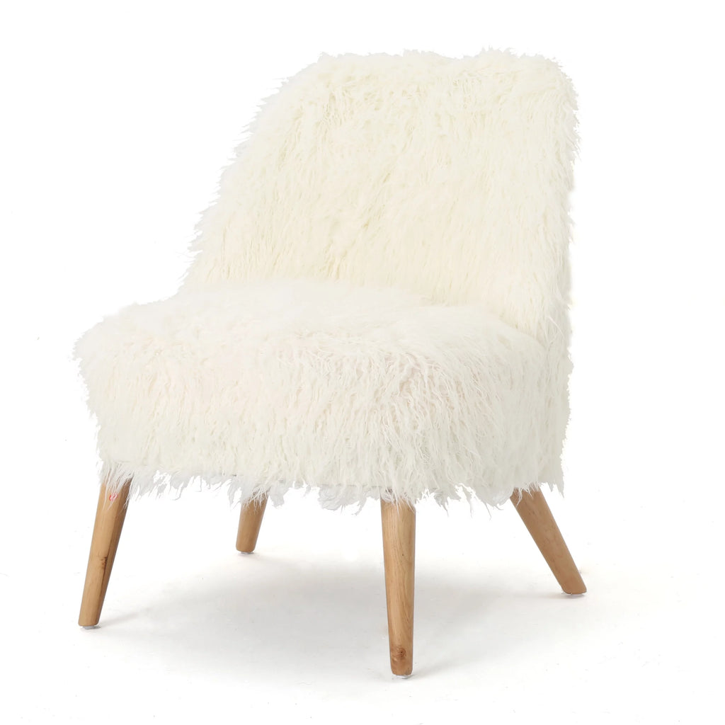White Faux Fur Accent Chair P73704