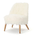 White Faux Fur Accent Chair P73704