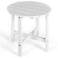 18" Round Wooden Slat Patio Side Table in White Y398