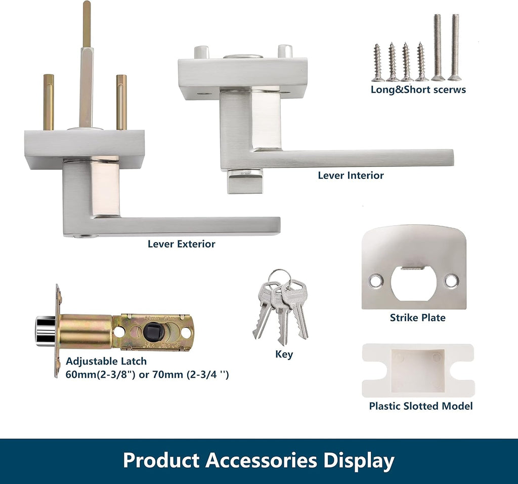 5 Pack Keyed Entry Lever Lock Handle Satin Nickel Finish K5311