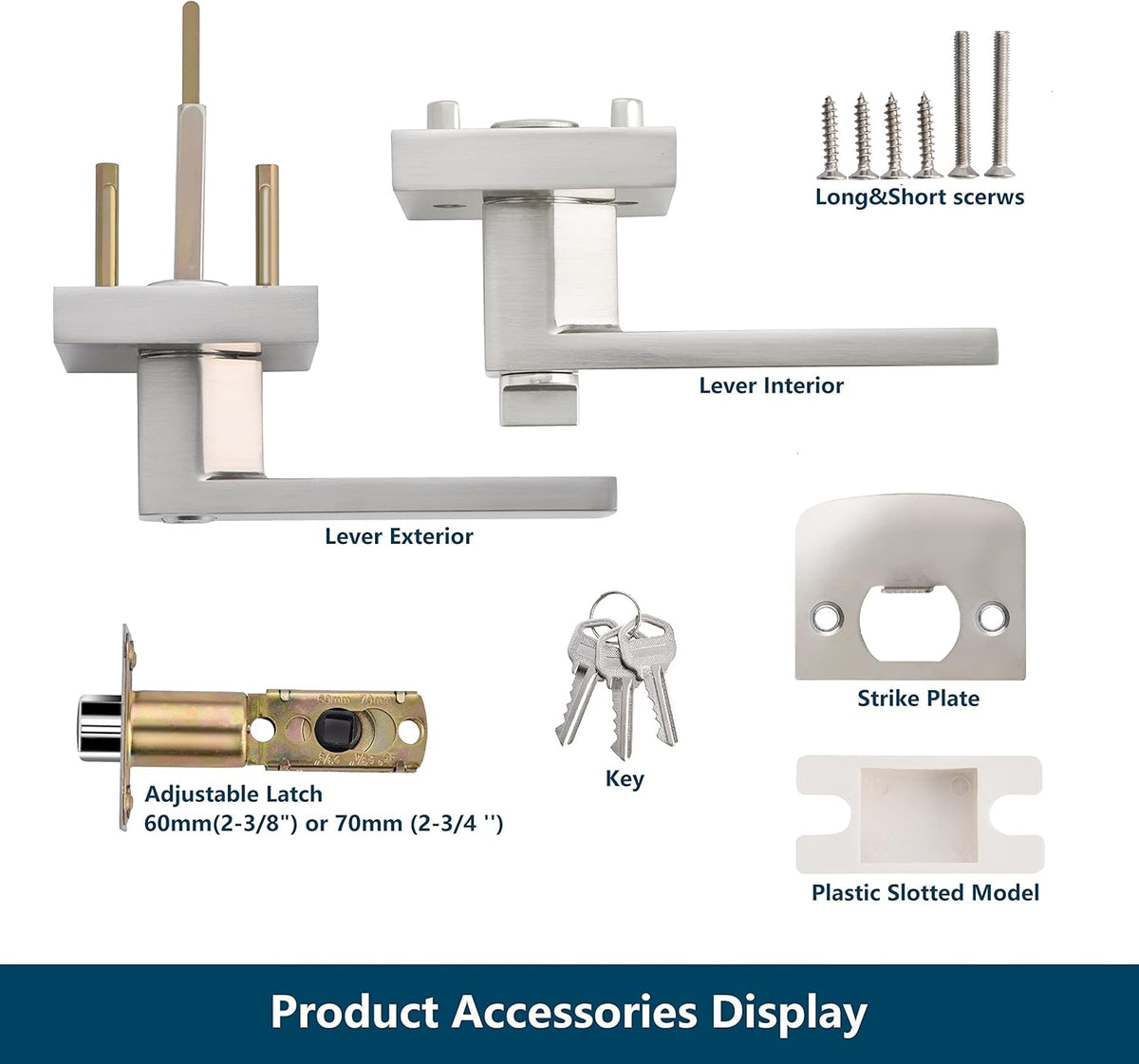 5 Pack Keyed Entry Lever Lock Handle Satin Nickel Finish K5311