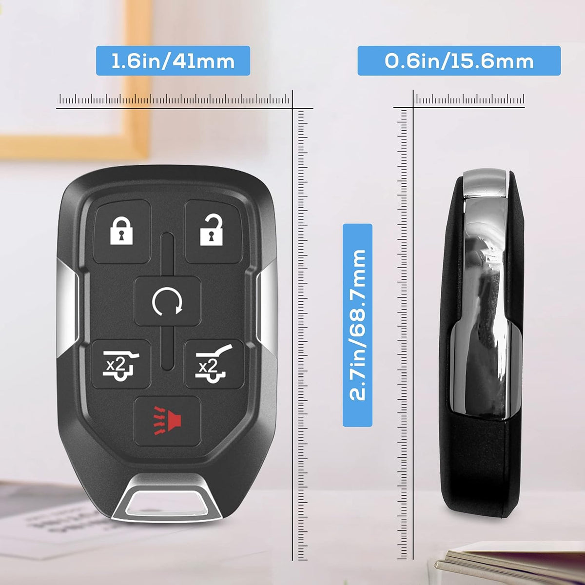 Compatible Keyless Entry System Car Key Fob 6-Buttons 315 MHz Pack of 2 X7339