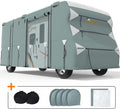 RV Cover, 5 Layers Anti-UV Top Panel, Fits 23'-26' Motorhome, with 2Pcs Straps & 4 Tire Covers S3660