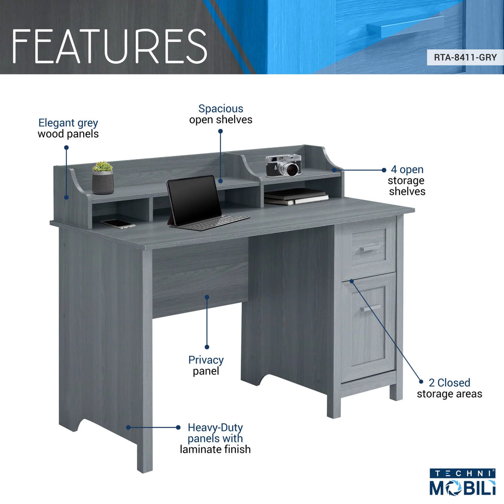 Grey Office Desk with Storage Y60729