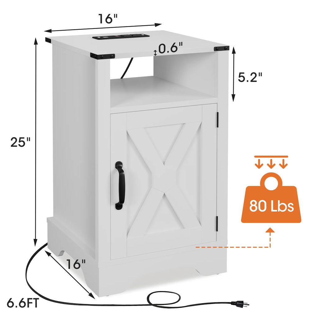 White Wood Nightstand Y724