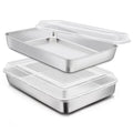 Stainless Steel Baking Pan with Lid Rectangle Sheet Cake Pans Set of 4 T36644