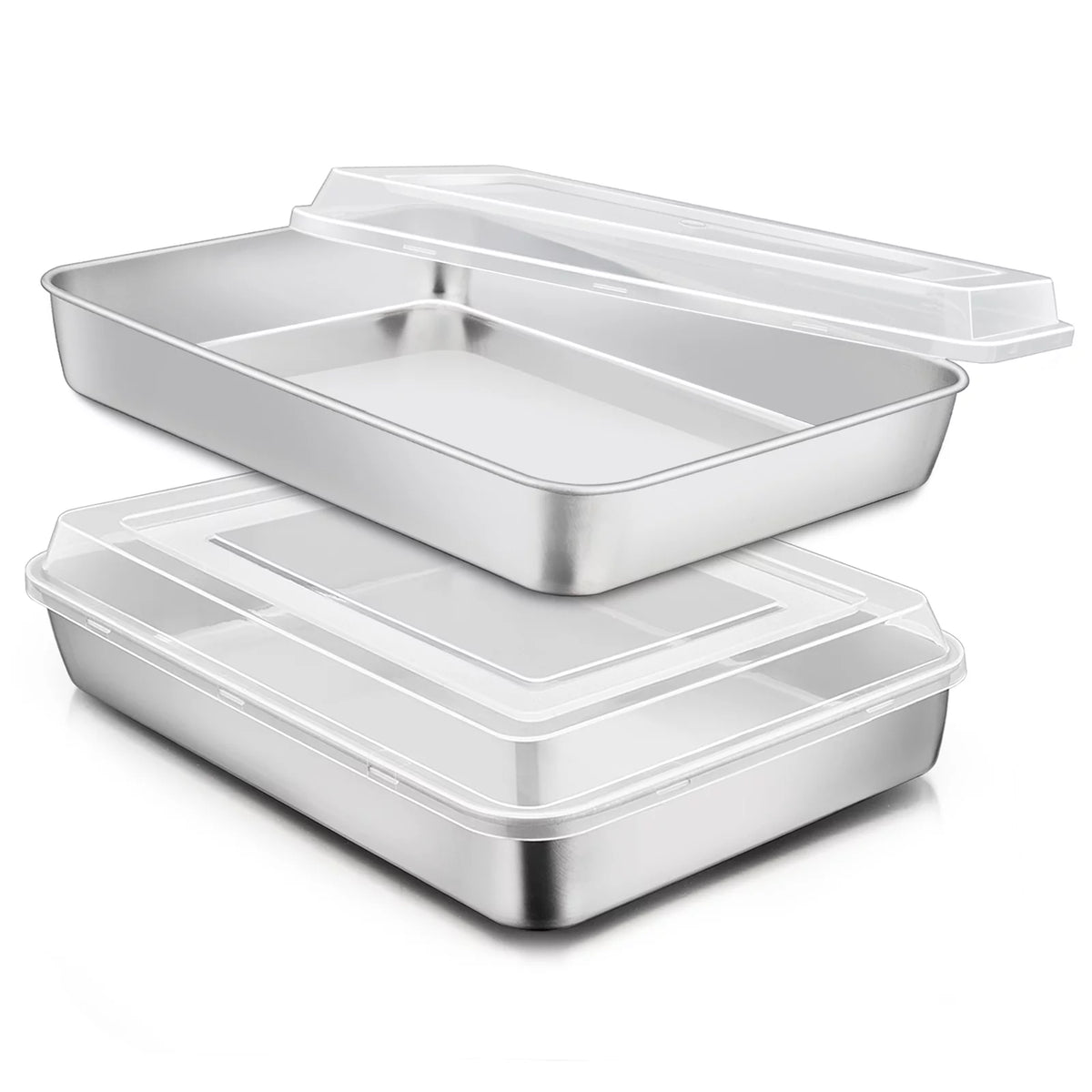 Stainless Steel Baking Pan with Lid Rectangle Sheet Cake Pans Set of 4 T36644