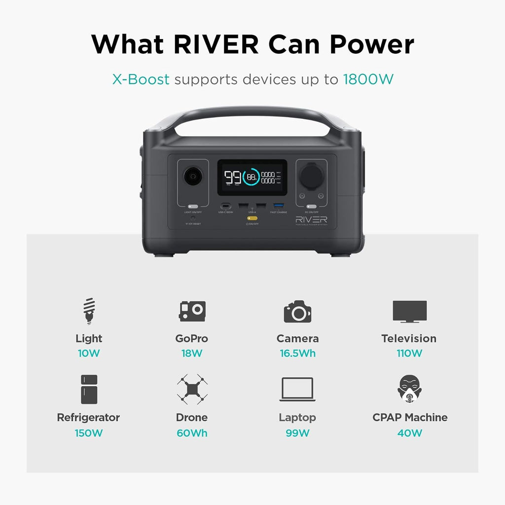 Portable Power Station 288Wh with 110W Solar Panel, 3 600W AC Outlets L748