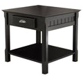 Black Wood End Table with Drawer and Shelf R257