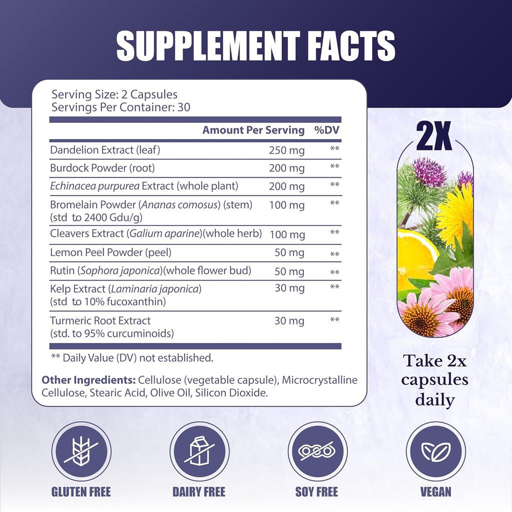 60 capsules Lymphatic System Supplement with 9 Botanicals W13449