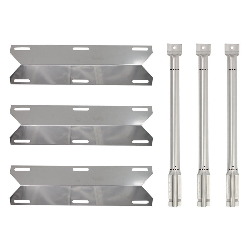 3-Pack Stainless Steel BBQ Gas Grill Tube Burner & Heat Shield Plate Replacement Parts D640