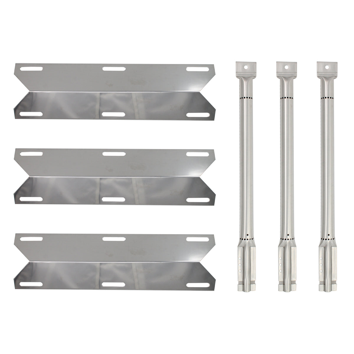 3-Pack Stainless Steel BBQ Gas Grill Tube Burner & Heat Shield Plate Replacement Parts D640