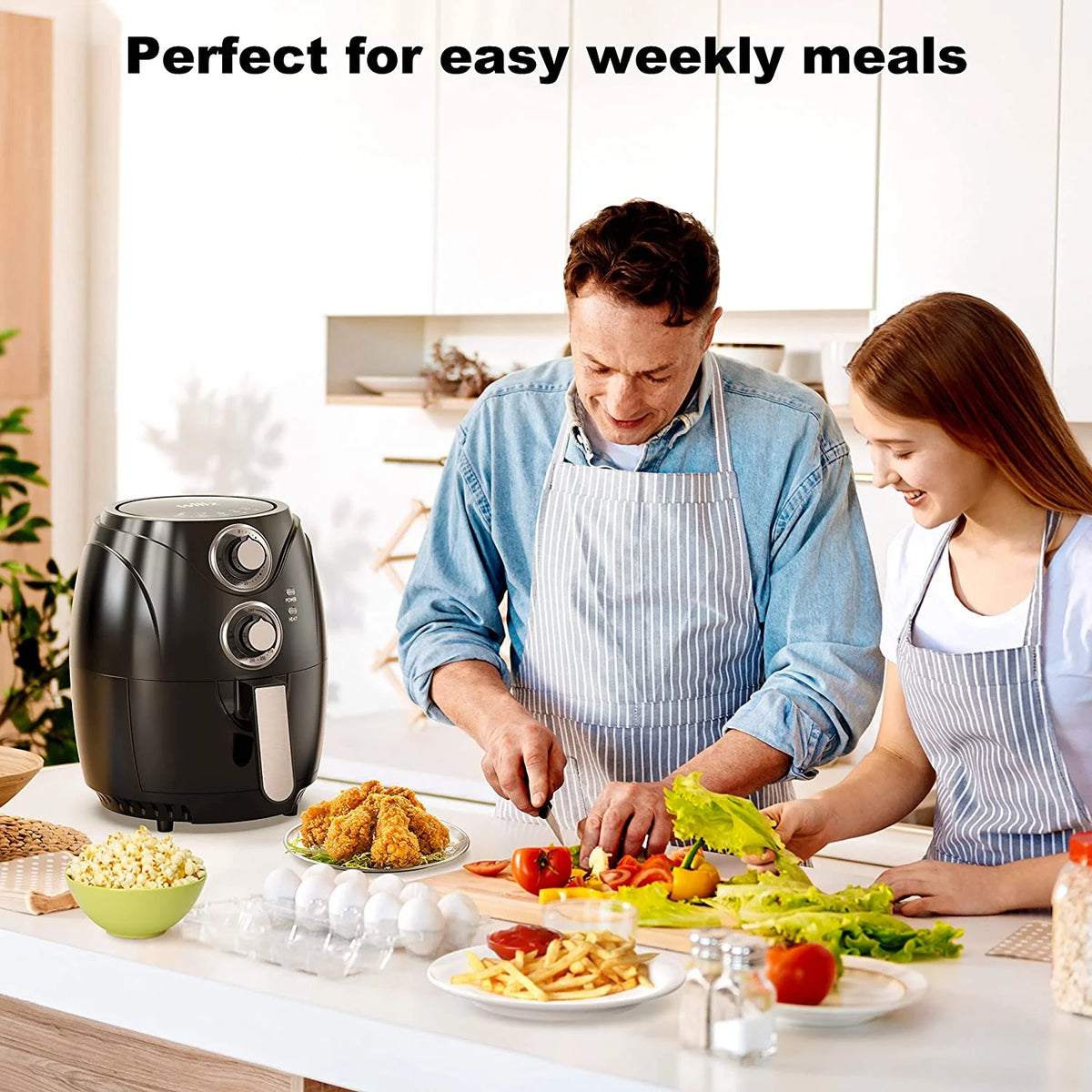 Compact Electric Air Fryer, Non-Stick Basket, 2.6 Quart, 1200W, Black L49524