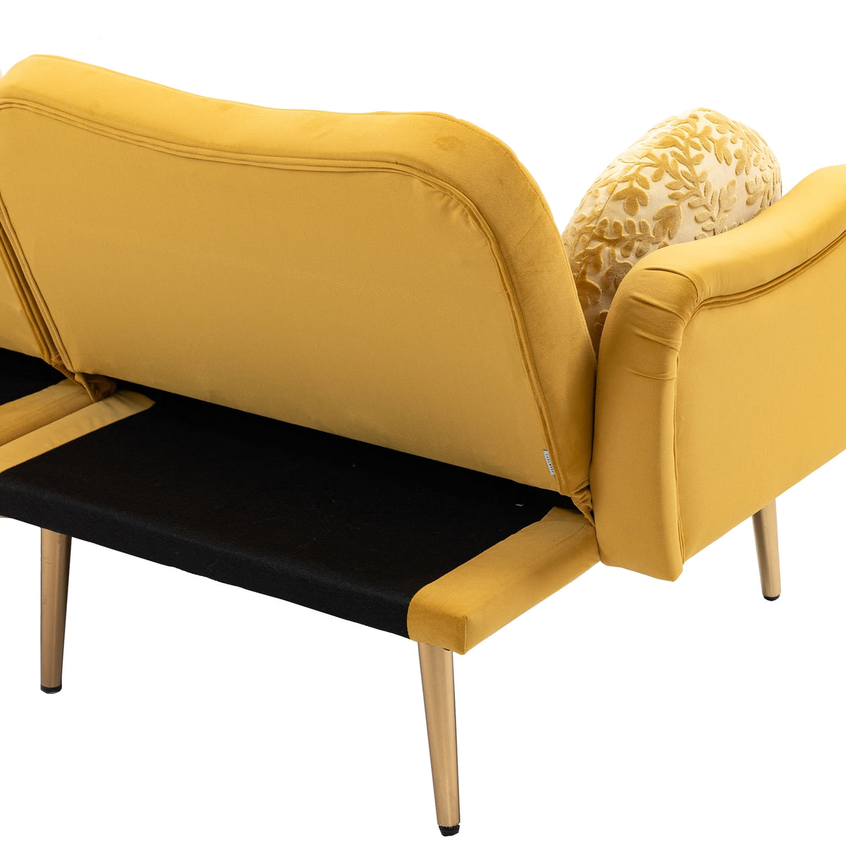 Velvet Loveseat Sofa with 2 Bolster Pillows R42720