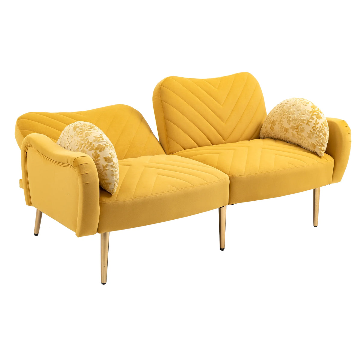 Velvet Loveseat Sofa with 2 Bolster Pillows R42720