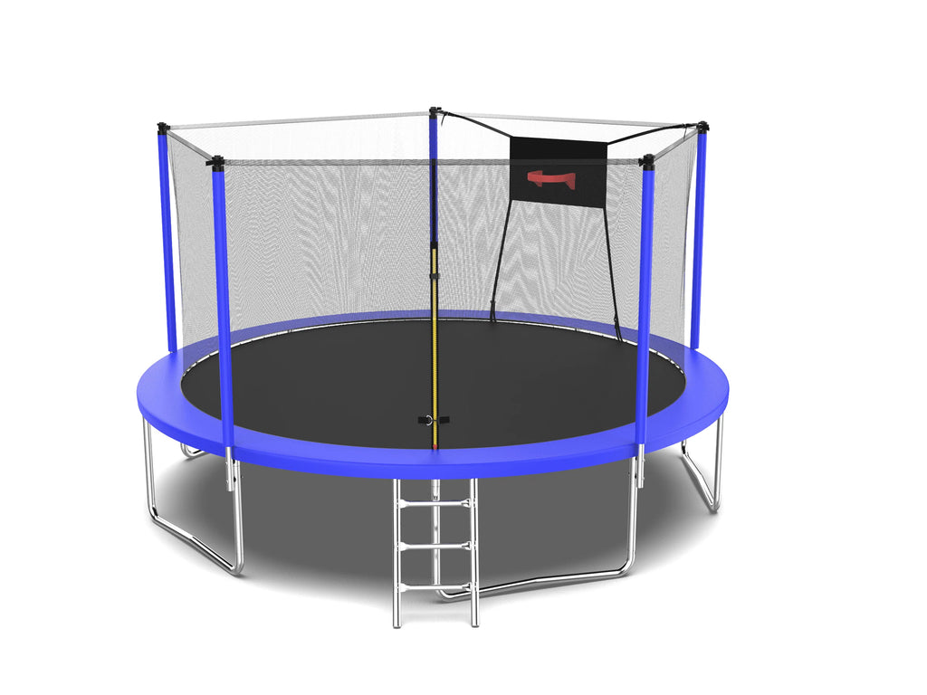 16FT Trampoline with Enclosure Net, Basketball Hoop, Ladder J38155