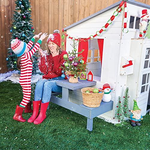 Modern Outdoor Wooden Playhouse with Picnic Table, Mailbox and Outdoor Grill Q68435