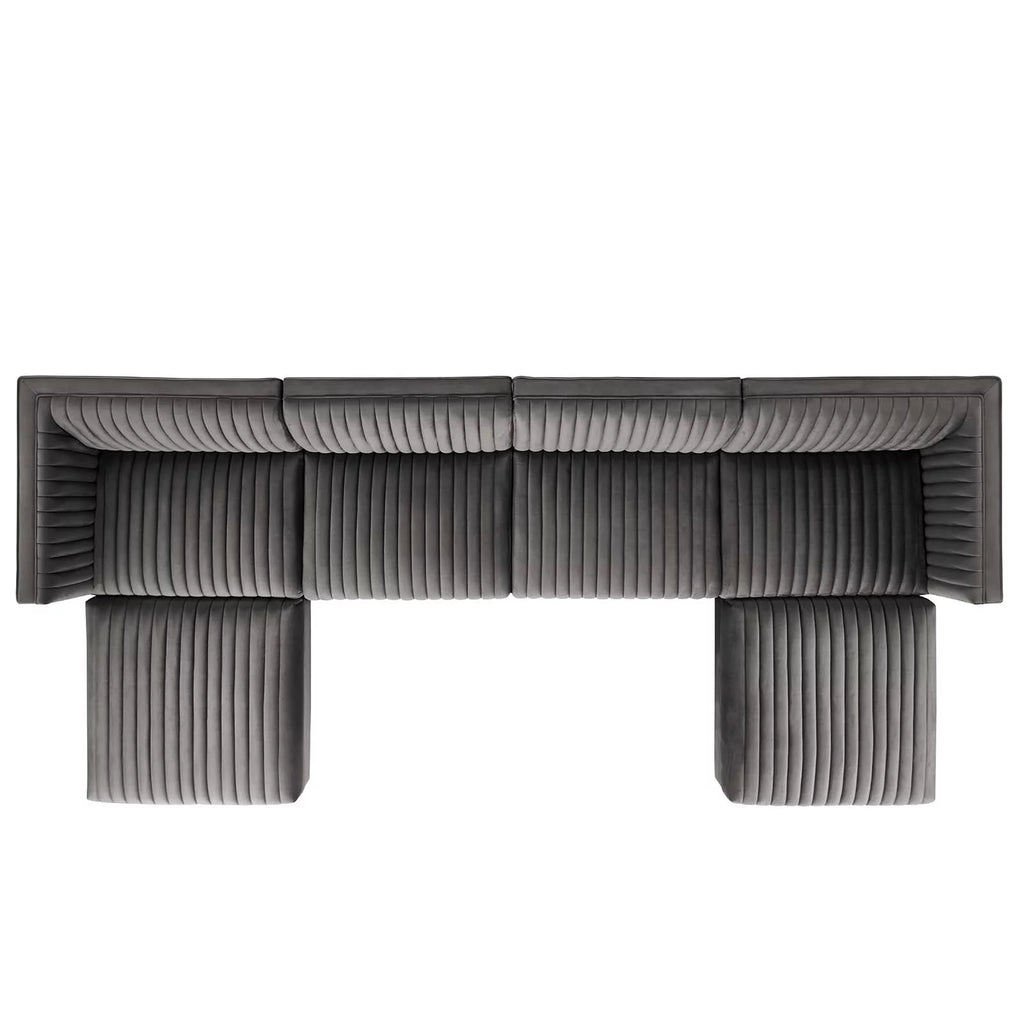 Gray Velvet 6-Piece Modular Sectional Sofa C915