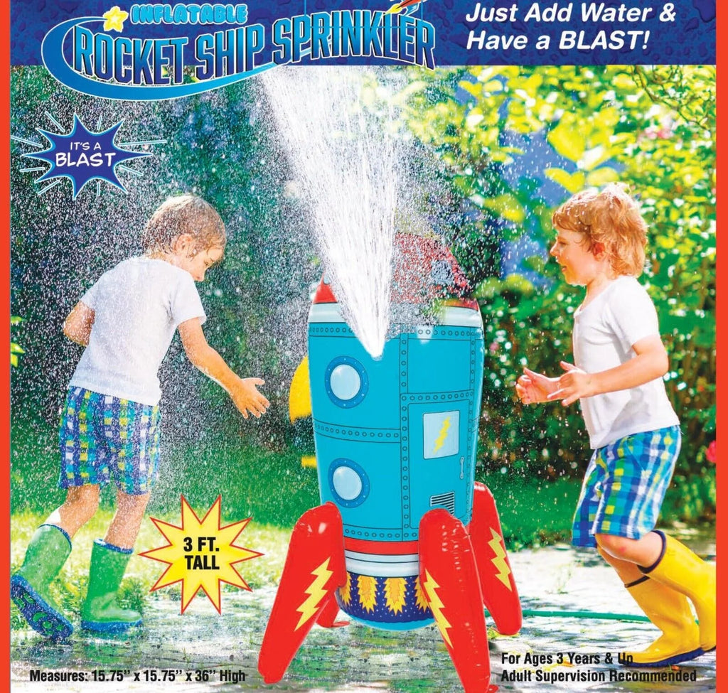 Inflatable Rocket Ship Water Sprinkler Toy Attach to Hose C96201