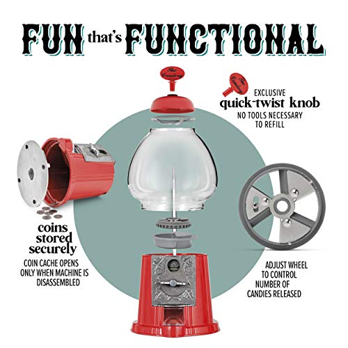15 Inch Candy Dispenser with Stand Durable Aluminum Frame Includes 2lbs Bag of Gumballs 0.62 Inch Gumballs P358217
