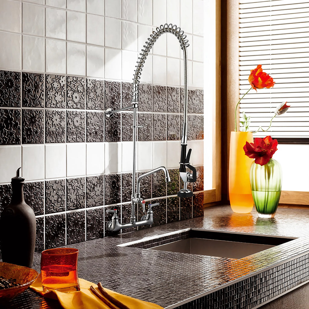 Pull Down Commercial Kitchen Faucet with 12" Add-On Faucet Kit W686737