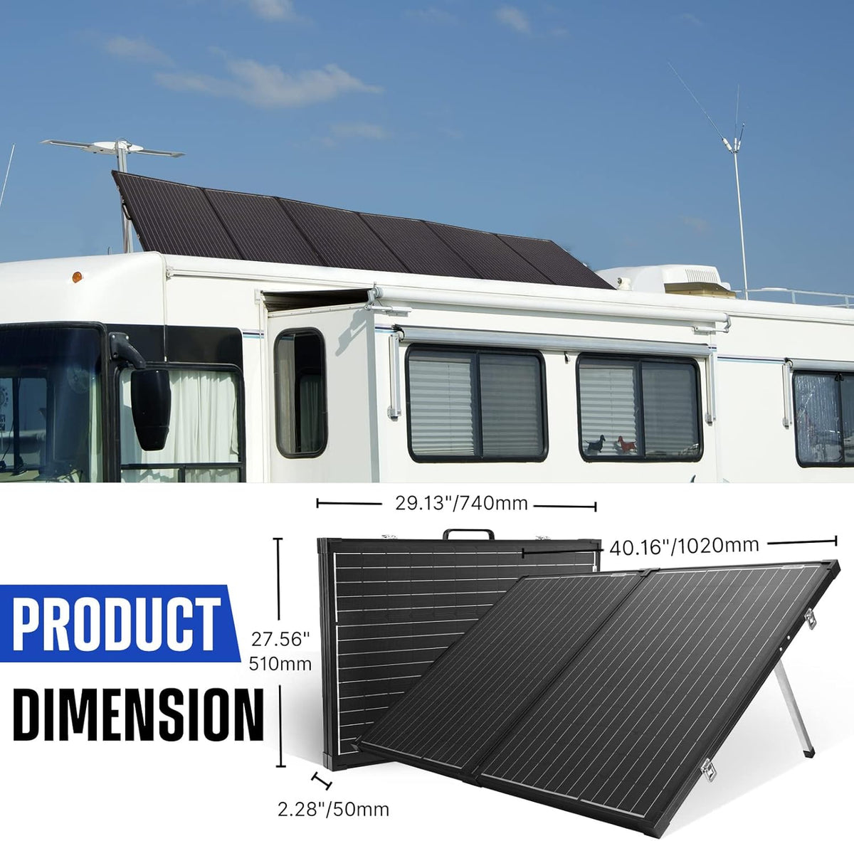 160W Foldable Monocrystalline Solar Panel with 20A MPPT Controller T760812