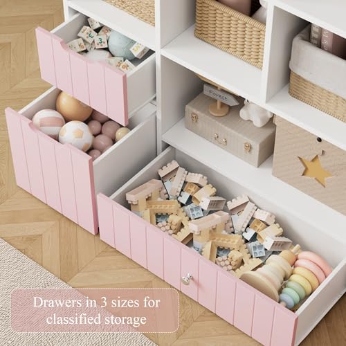 48" W Kids Toy Storage Organizer with Removable Bins and Drawers, Grey A47807