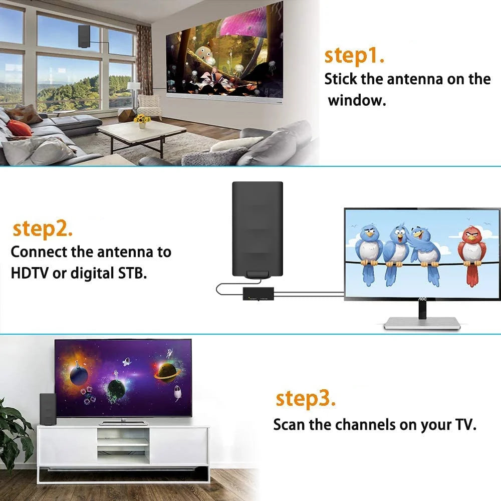 Outdoor Indoor Digital TV Antenna 200+ Miles Long Range Built-in Amplifier V2794