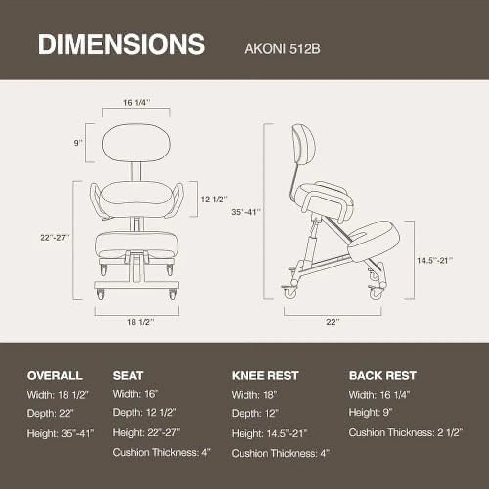 Adjustable Kneeling Chair with Backrest Black D786