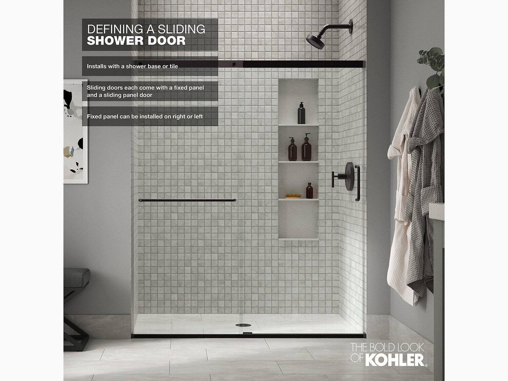 Tall Sliding Shower Door with Crystal Clear Glass G1004