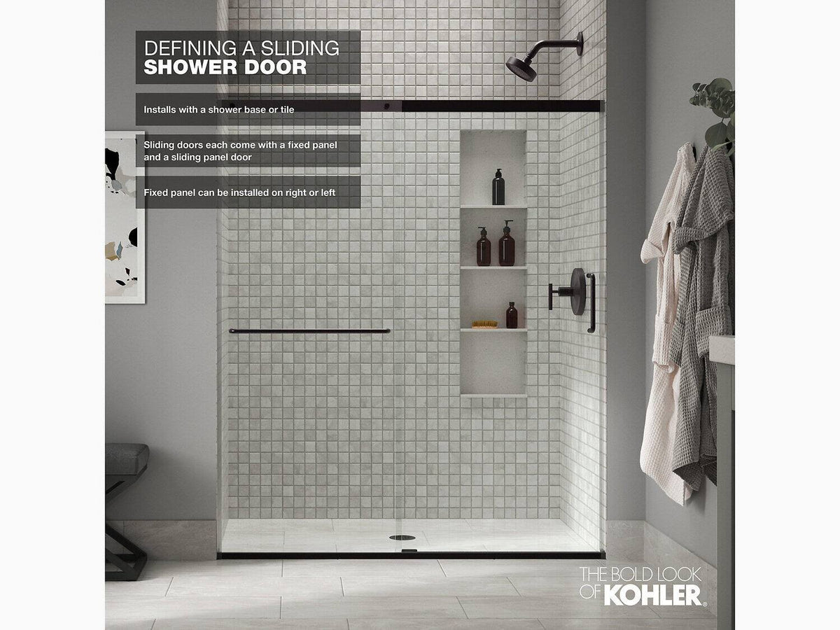 Tall Sliding Shower Door with Crystal Clear Glass G1004