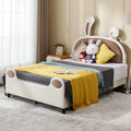 Twin Upholstered Platform Bed Frame with Rabbit Ears Headboard H68531