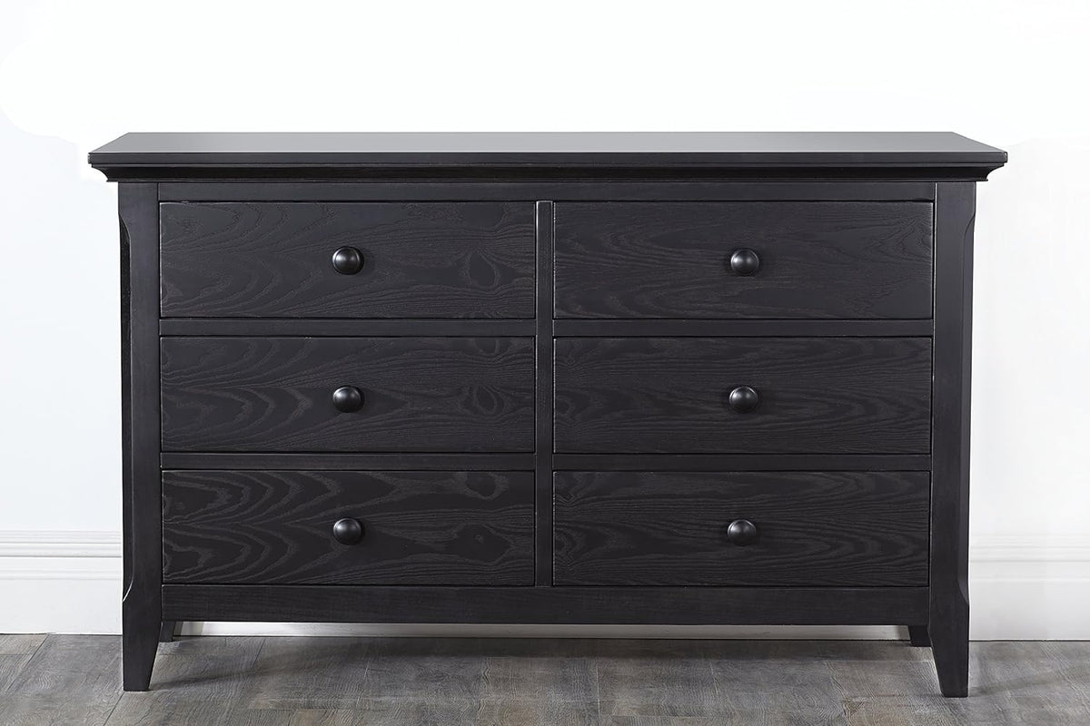6 Drawer Double Dresser, Black Q426