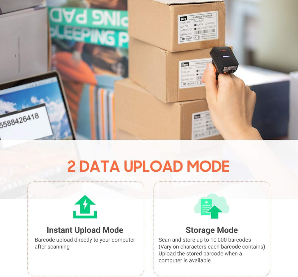Wireless Ring Barcode Scanner with Bluetooth B882330