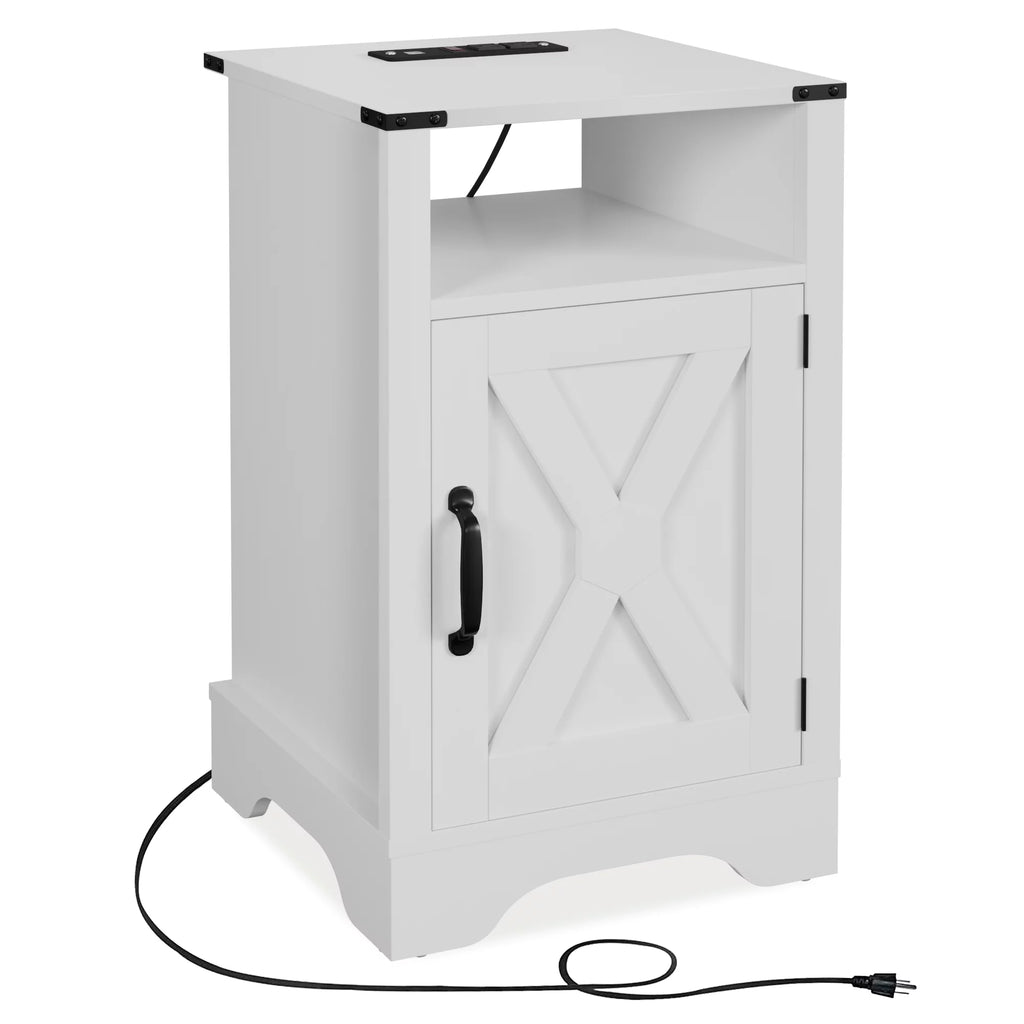 White Wood Nightstand Y724