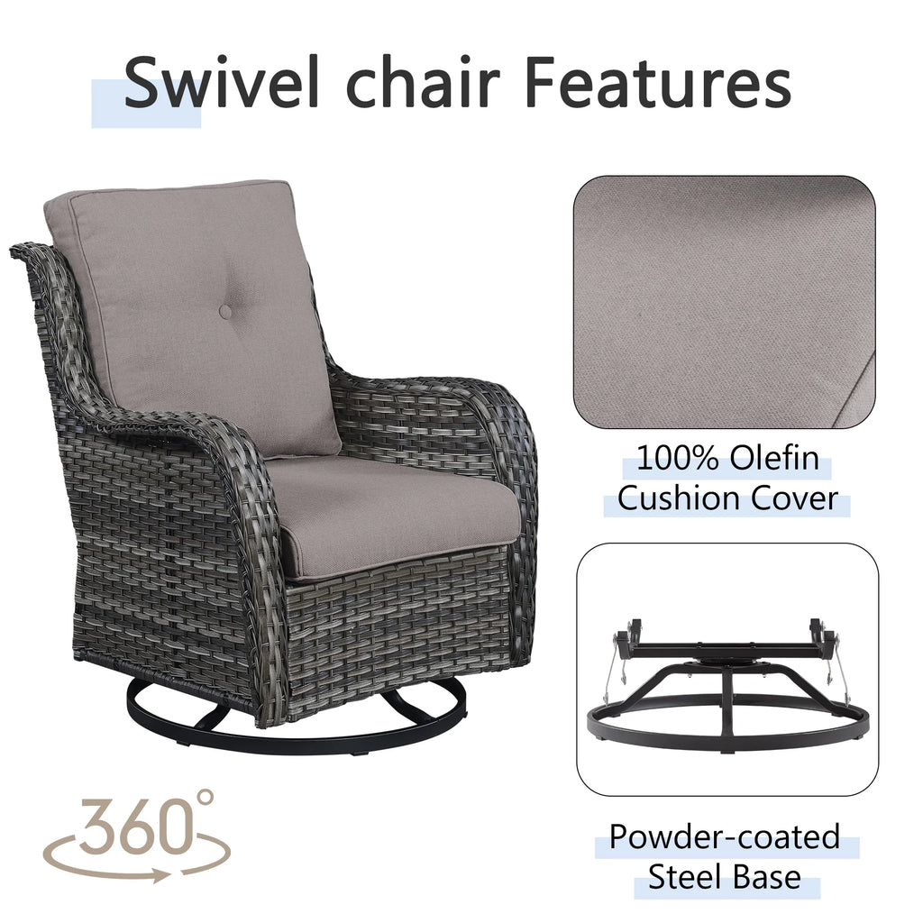 3-Piece Outdoor Swivel Gliders with Side Table Y993
