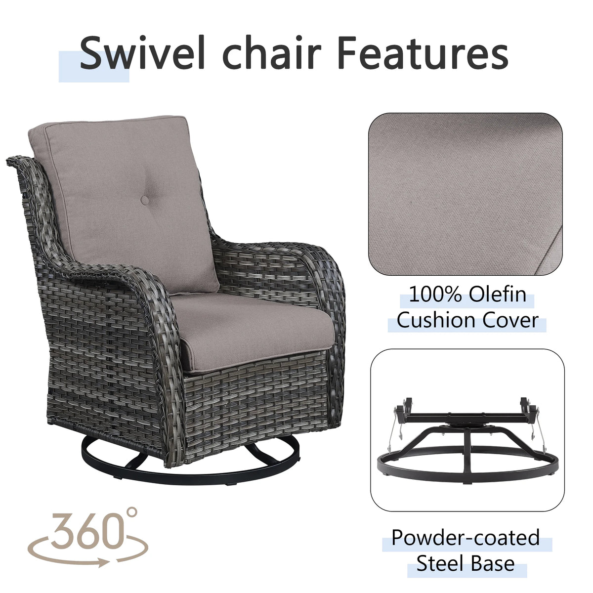 3-Piece Outdoor Swivel Gliders with Side Table Y993