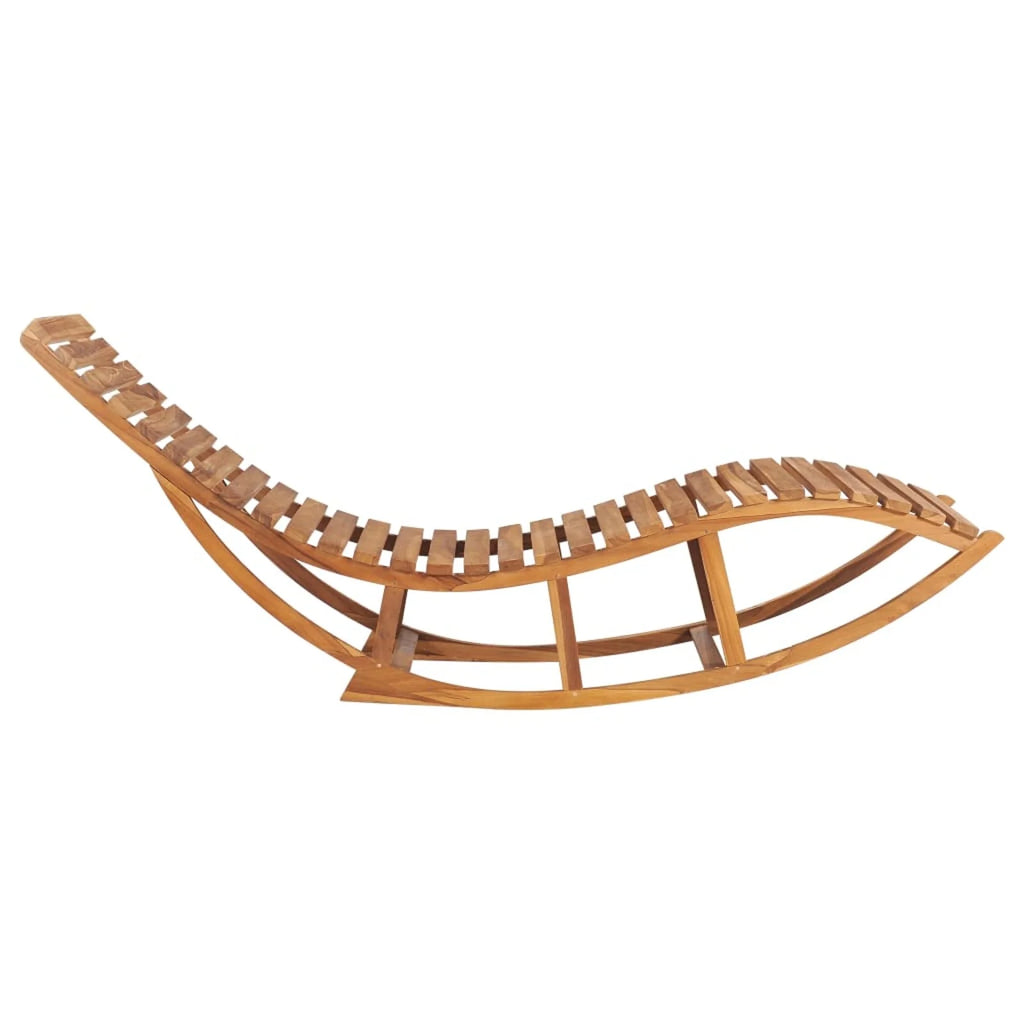 Wooden Rocking Sun Lounger with Green Cushion C897353