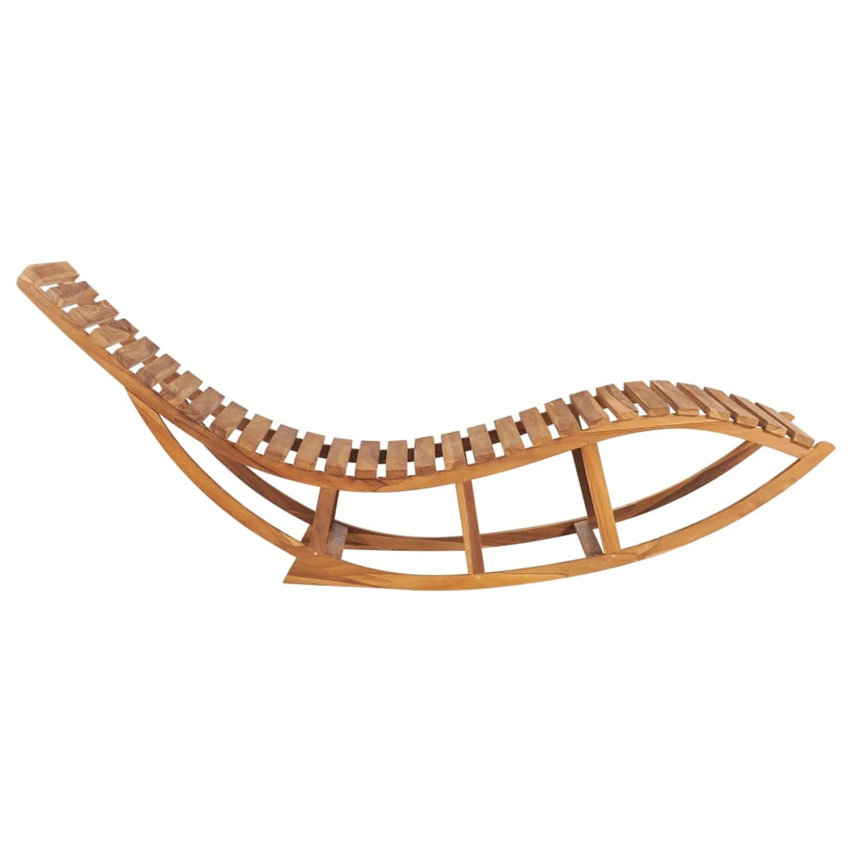 Wooden Rocking Sun Lounger with Green Cushion C897353