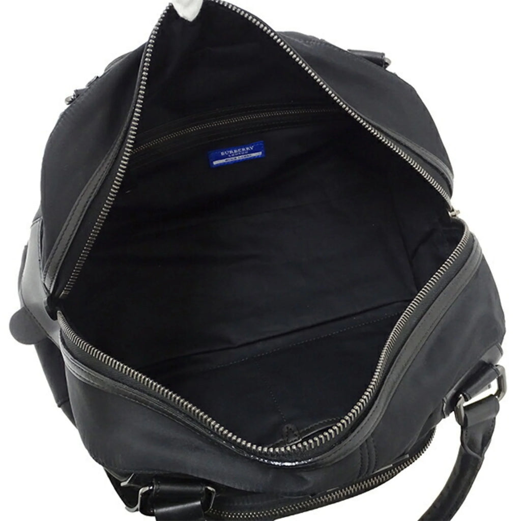 Pre-Owned Nylon Leather Black Boston Bag S488