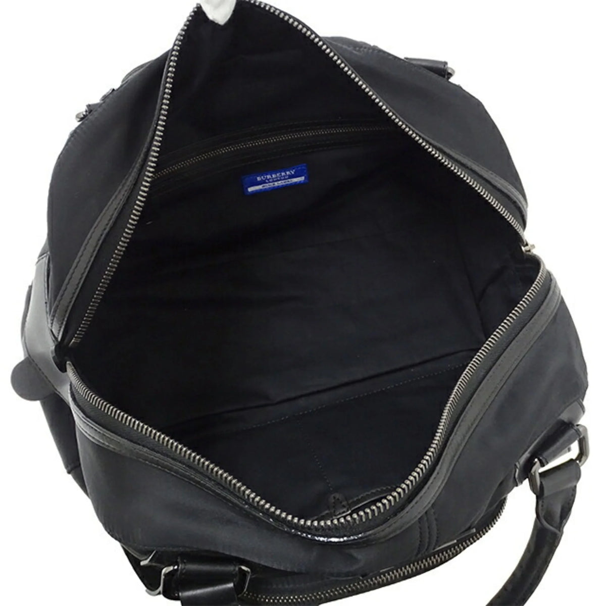 Pre-Owned Nylon Leather Black Boston Bag S488
