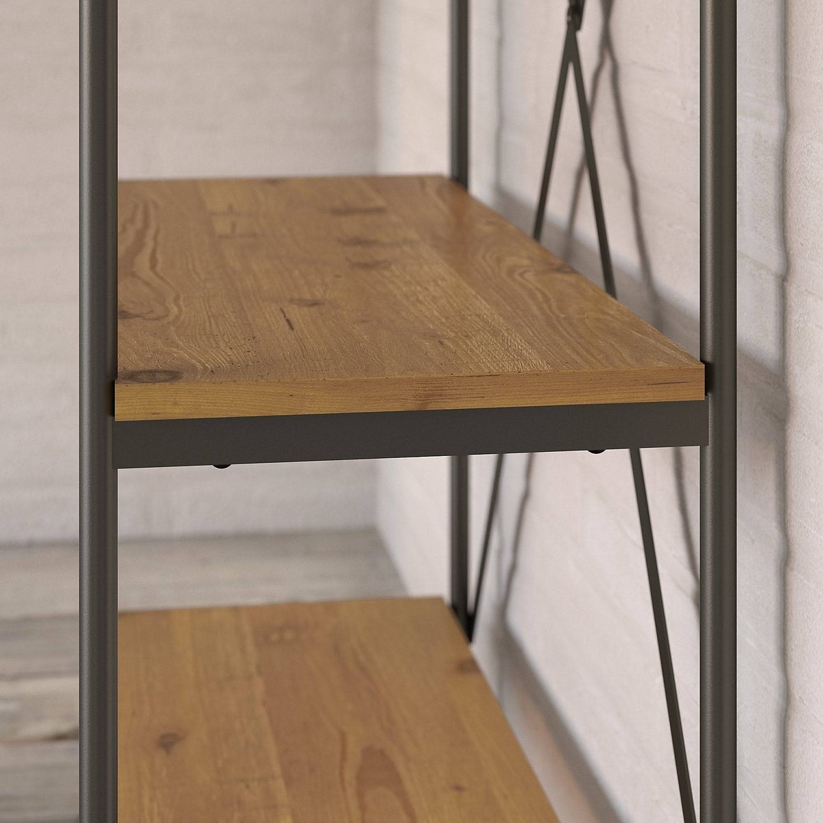 Vintage Golden Pine 5 Shelf Etagere Bookcase K96666