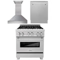 30 in. Dual Fuel Range, Range Hood and Dishwasher T564