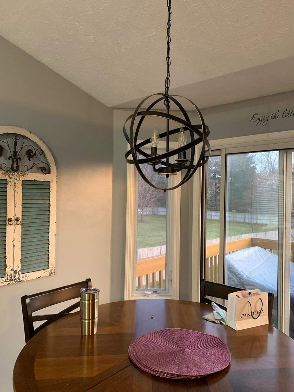 Black 4-Light Farmhouse Chandelier J776
