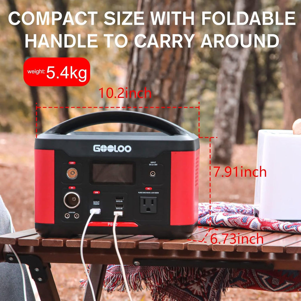 Portable Power Station 626Wh 600W AC Outlets Lithium Battery Y529