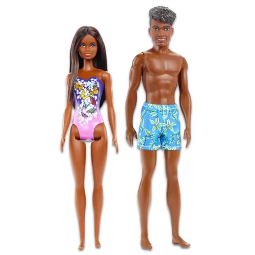 Barbie and Ken Doll Set with Beach Dolls and Stickers C257918