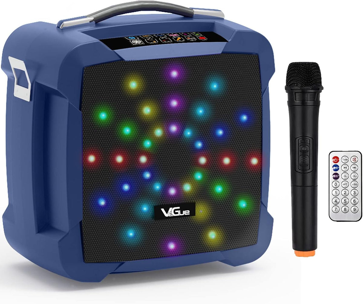 Karaoke Machine with Wireless Microphone, Portable Bluetooth Speaker with LED Light P6102