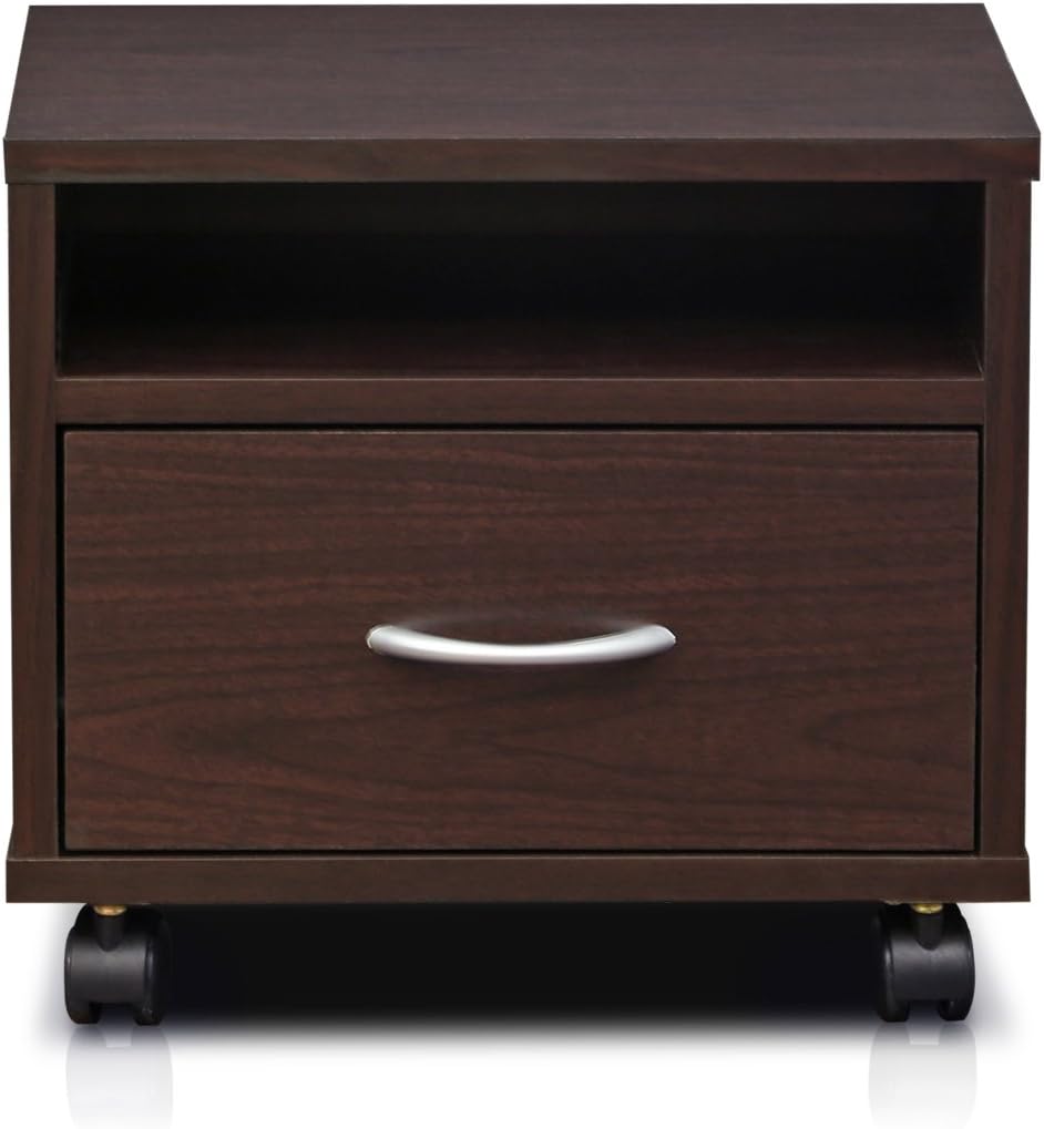 Espresso Under Desk Utility Cart with Casters X59004